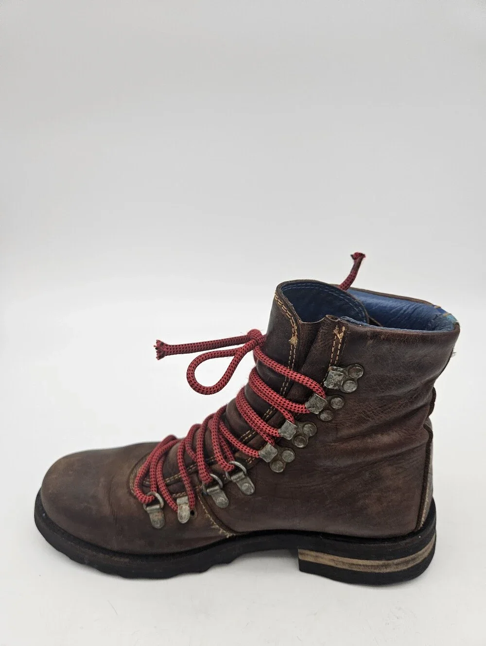 John Fluevog Brown Banker Soros Lace Up Leather Boots Mens Sz 7